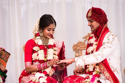 Exchange of Rings at Indian Wedding Ceremony