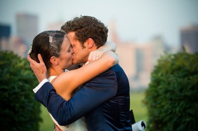 First Kiss at Wedding Ceremony in Jersey City