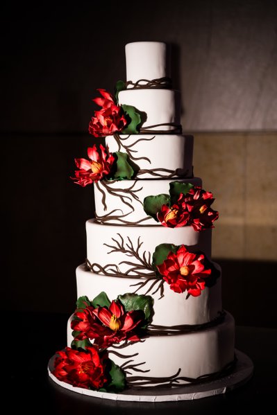 Flowered Wedding Cake at Barnes Foundation