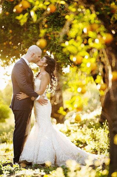 A wedding kiss in the Citrus Orchard - Los Angeles Wedding, Mitzvah & Portrait Photographer - Next Exit Photography