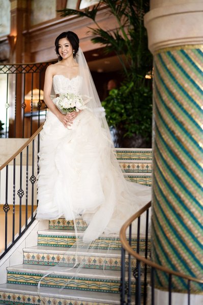 Bridal Portrait on the stairs in the Hotel Casa Del Mar