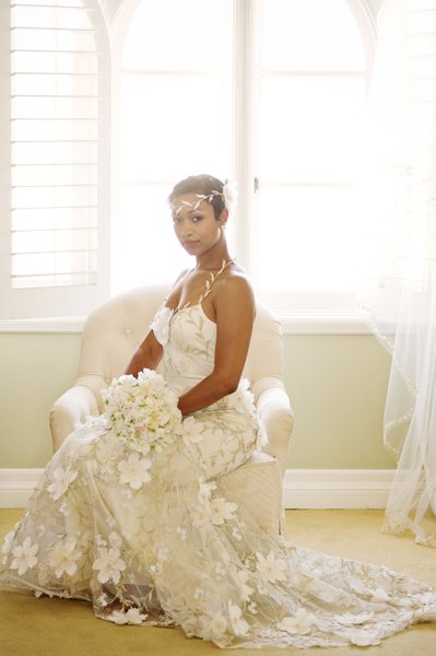 Beautiful African American Bride in Claire Pettibone