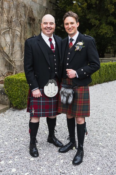 Groom and best man Pollok House gardens Groom and best man Pollok House gardens
