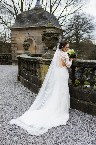 Bride walking gardens Pollok House Bride walking gardens Pollok House