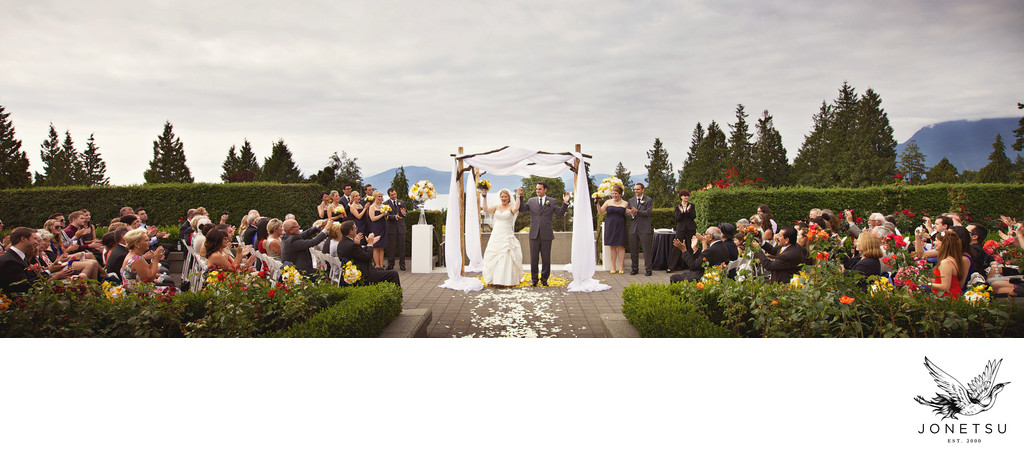 UBC Rose garden wedding ceremony panoramic