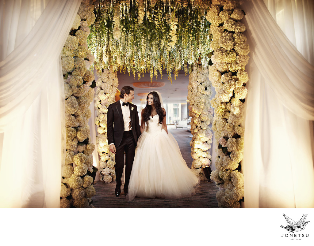 Vancouver wedding with floral entry to Fairmont Pac Rim