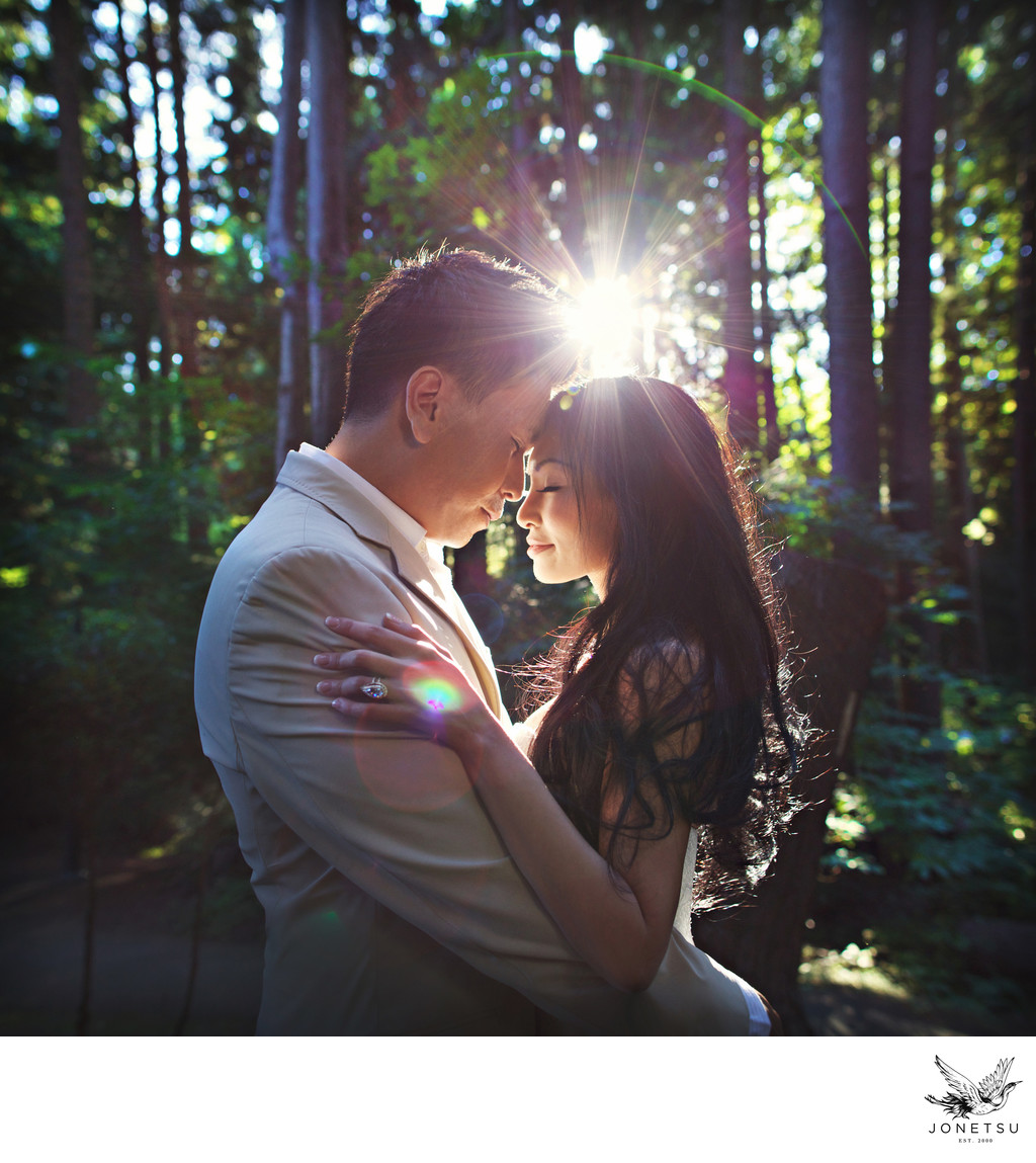 Vancouver forest UBC wedding portrait