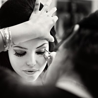 Makeup artist does brides eye makeup in Burnaby