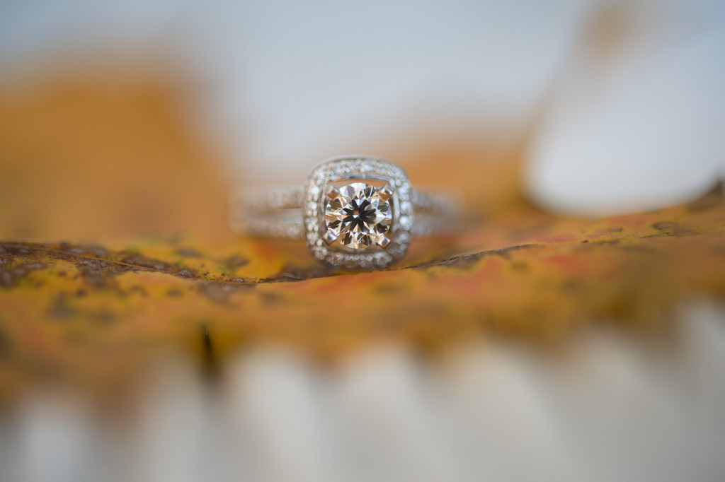 A gorgeous wedding right photographed on a fall leaf