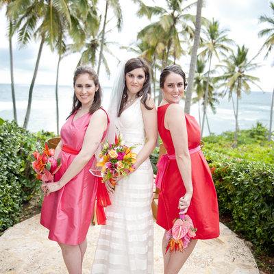 Bride with Bridesmaids at the Dominican Republic