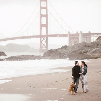 Golden Gate Bridge Engagement with Dog Photographer