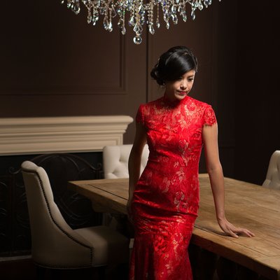 Couture Vintage Studio Wedding Portrait - Chinese Qi Pao
