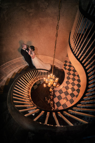Circular Staircase Wedding Picture Royalton Mansion