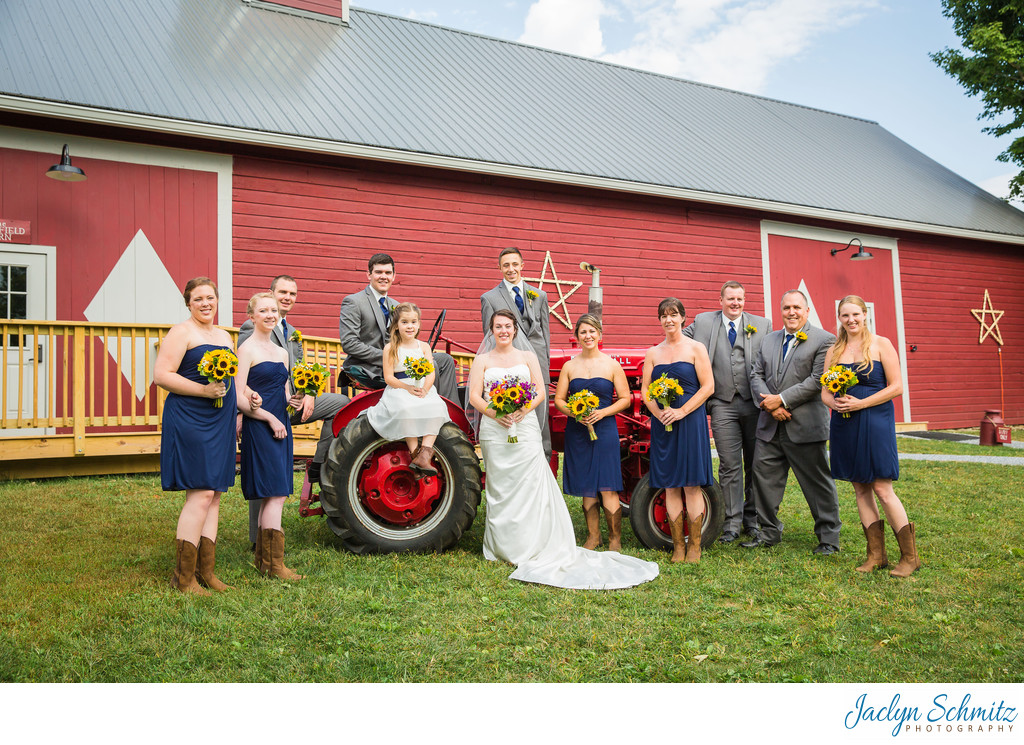 Tractor wedding party photos VT