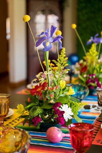 Colorful floral centerpieces by Nadine and Mina
