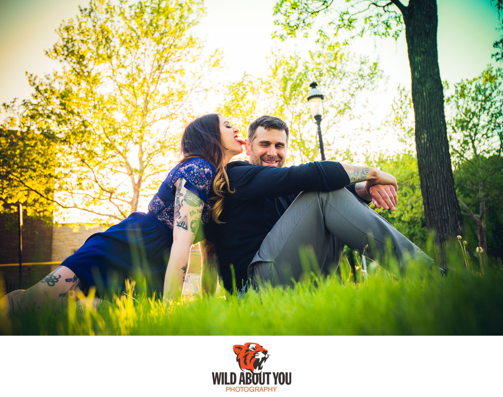 fun chicago engagement photography