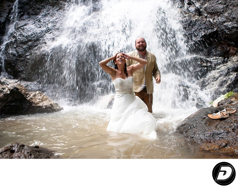 Saint Lucia Water Fall Wedding Photo