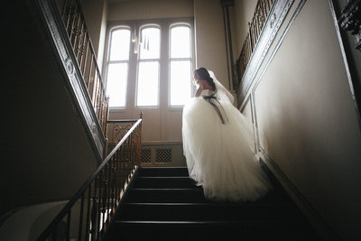 Cinderella bride in a tulle dress