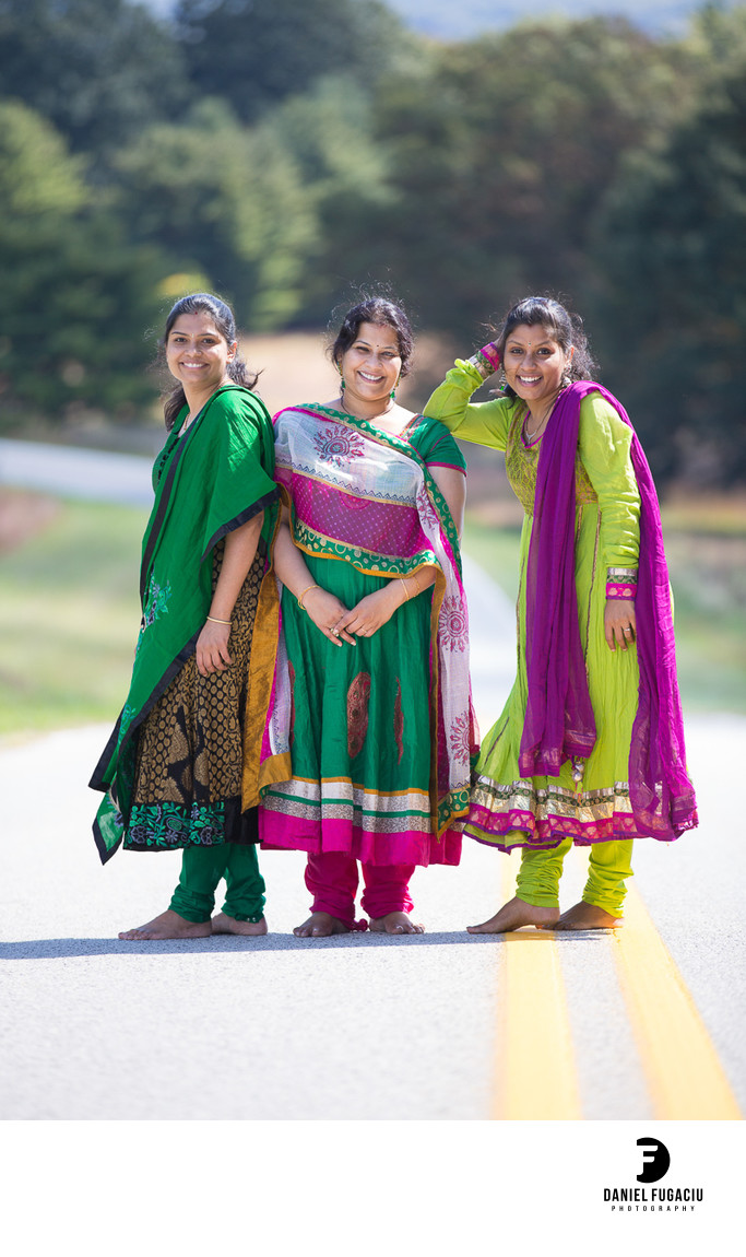 Indian saris three sisters photo