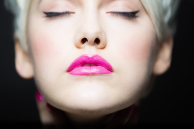 Pink lips girl portrait