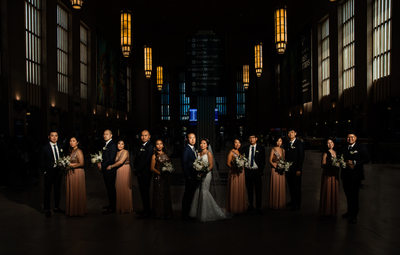 Bridal party in Philadelphia at 30th Street Station