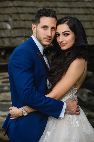 Bride and Groom embraced portrait