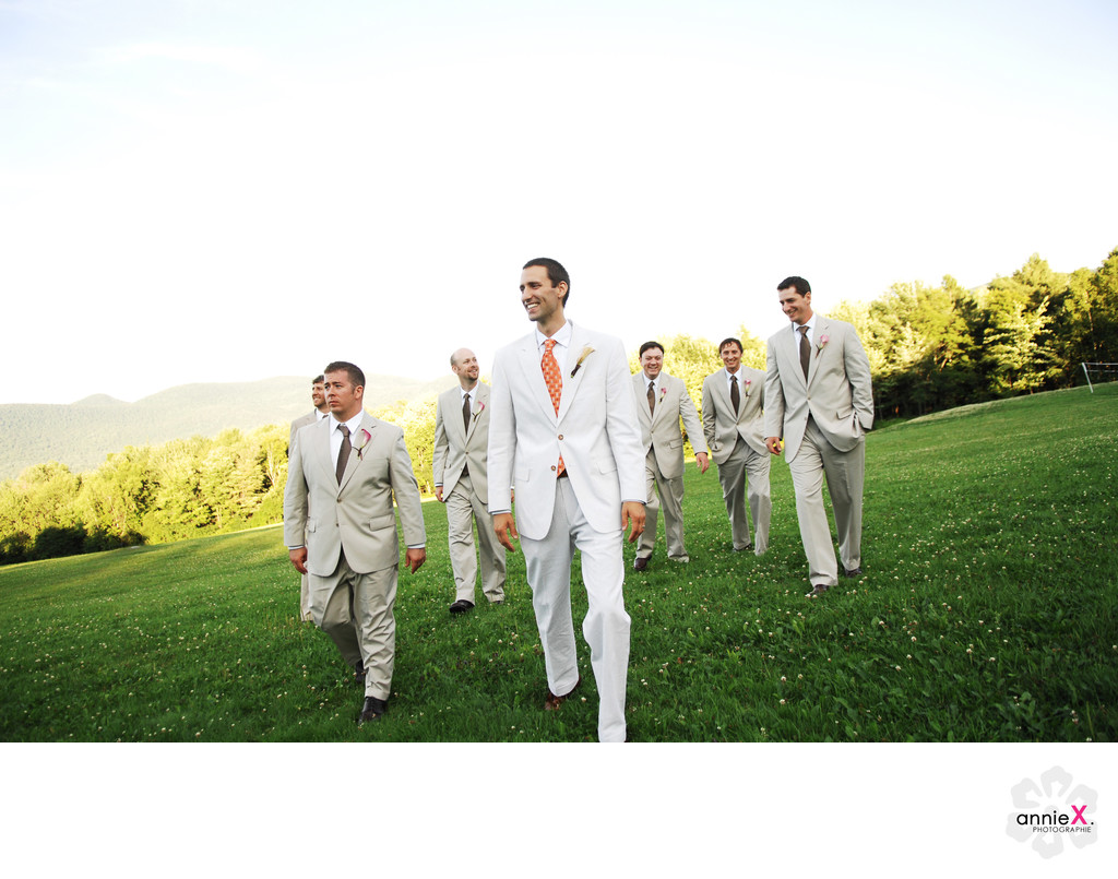 Groom and his groomsmen at Killington Vermont