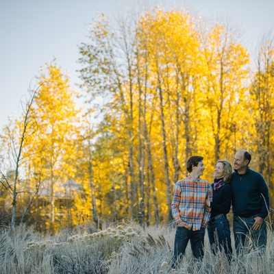 family photography with trees in Tahoe