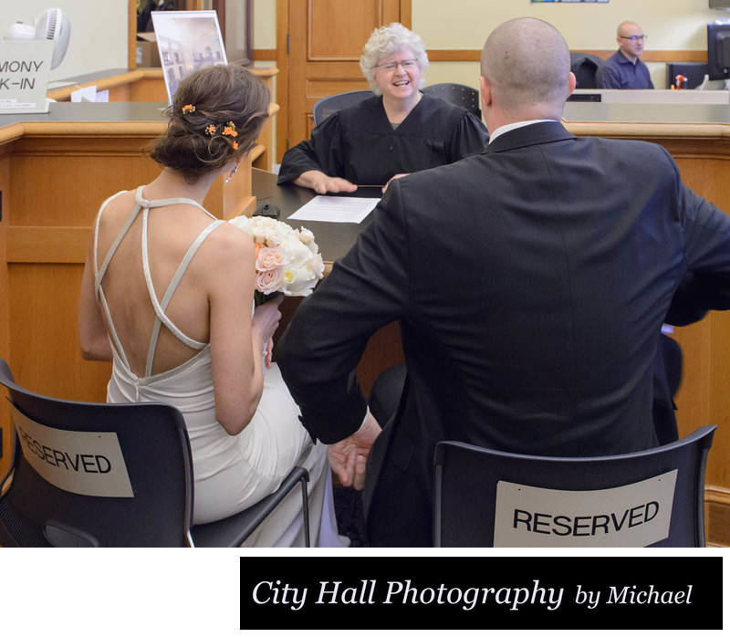 Meeting wedding officiant be their City Hall ceremony