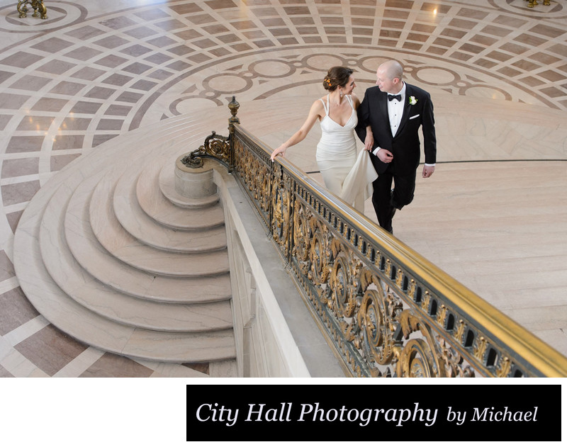 Documentary Wedding Photography Walking grand staircase