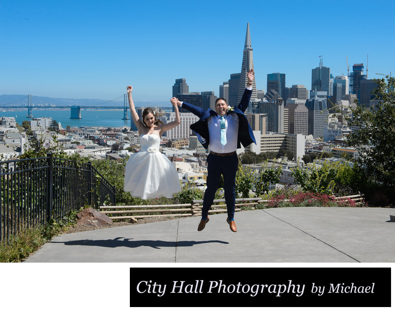 San Francisco Russian Hill wedding jump image