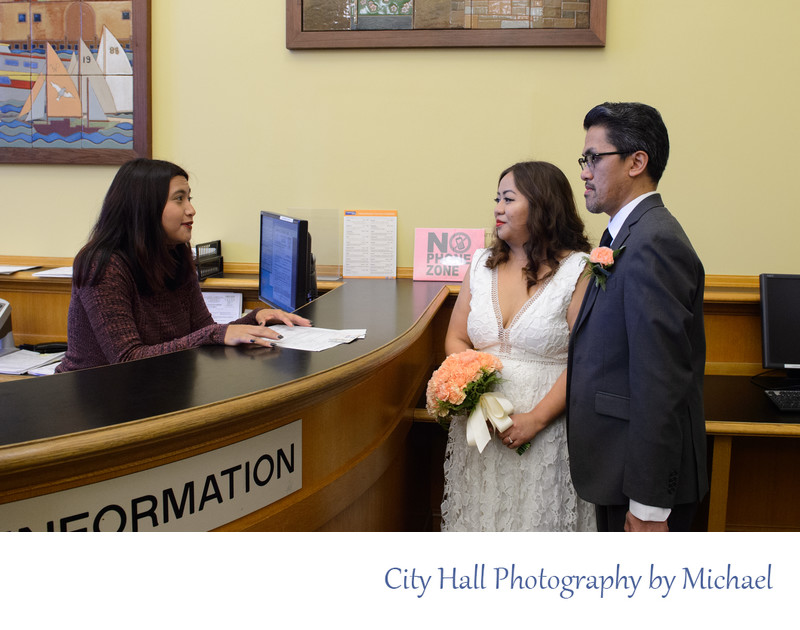 All wedding couples must check in before their city hall ceremony occurs