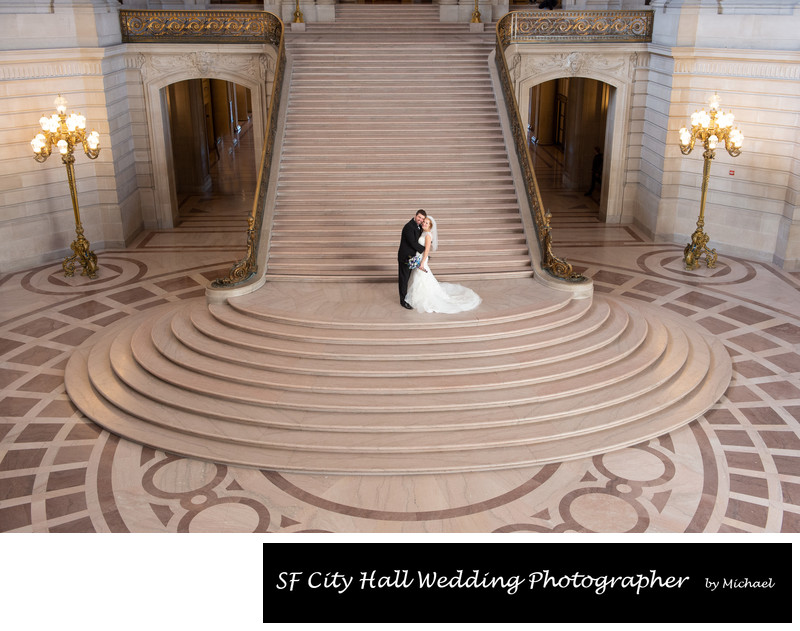 Wedding Photography at the Grand Staircase at SF City Hall