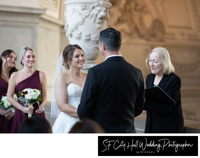 San Francisco city hall wedding ceremony with great officiant