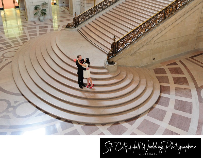 City Hall Wedding Photography from the 3rd floor looking down