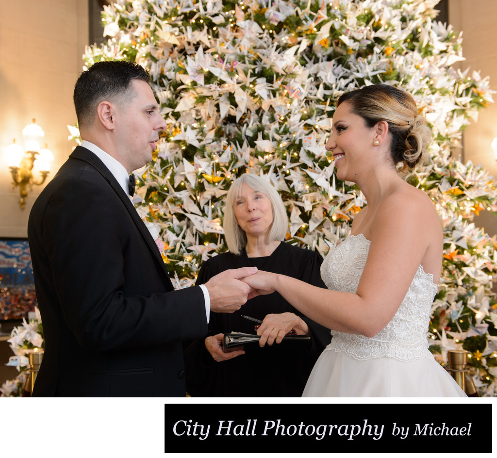 Wedding ceremony at Christmas time - SF City Hall