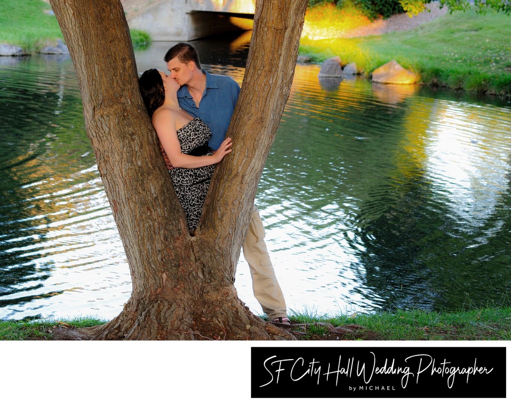 Beautiful Reflection for this Engagement Session - City Hall Wedding