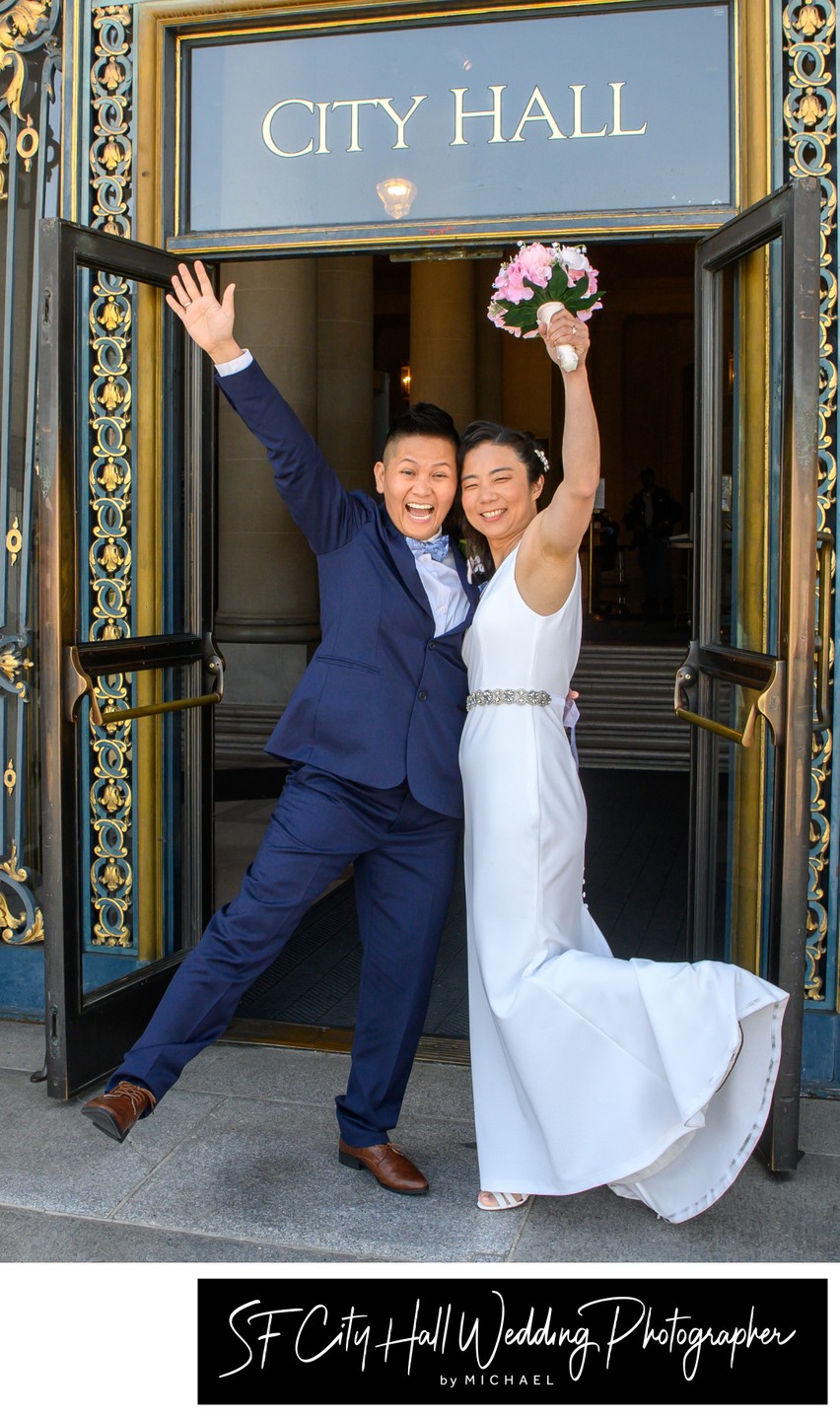 just married at City Hall LGBTQ+ wedding photography