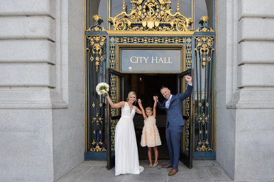 San Francisco City Hall Wedding Photographer - Yay with Daughter!