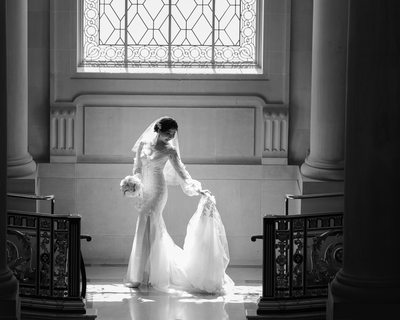 Wedding Photographer San Francisco City Hall - Wedding Dress