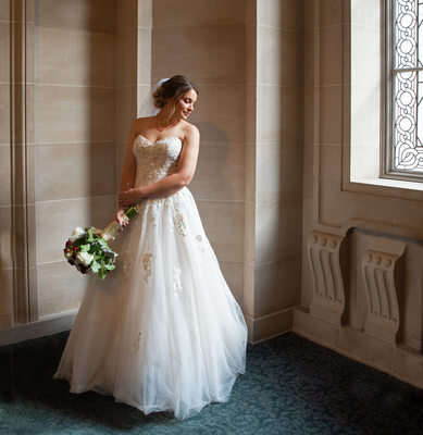 City Hall Bride in the Window Light - Wedding Photography