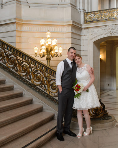 Grand Staircase hug san francisco wedding photography