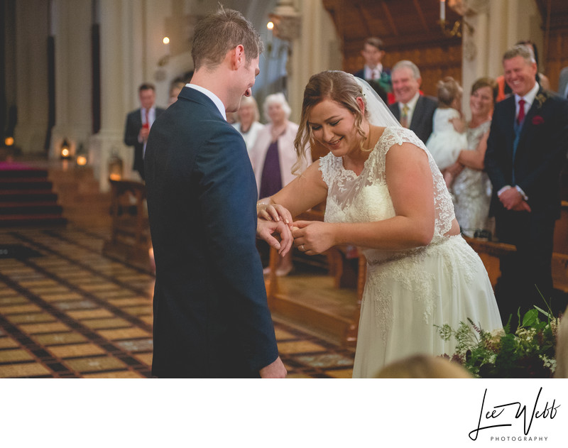 Exchanging Rings Stanbrook Abbey Wedding Venue Worcester