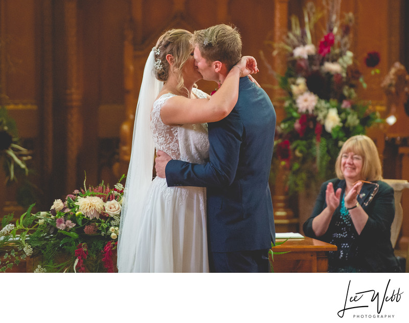 First Kiss Stanbrook Abbey Wedding Venue Worcestershire