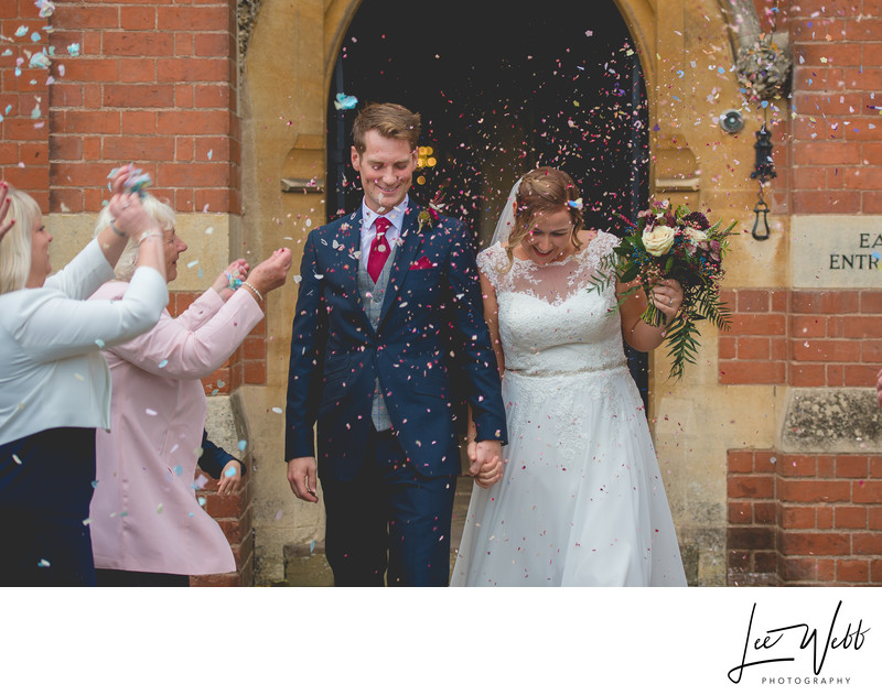Throwing Confetti Stanbrook Abbey Wedding Venue Worcester