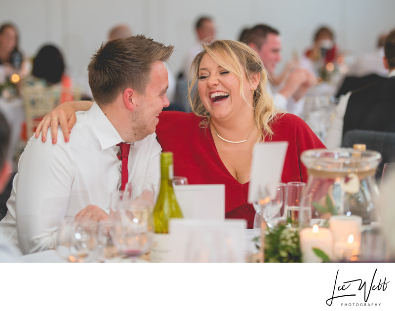 Guests laughing Stanbrook Abbey Wedding Venue Worcester