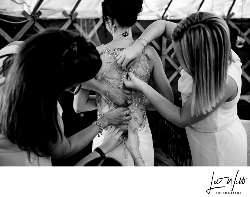 Wedding Dress Being Laced Photos