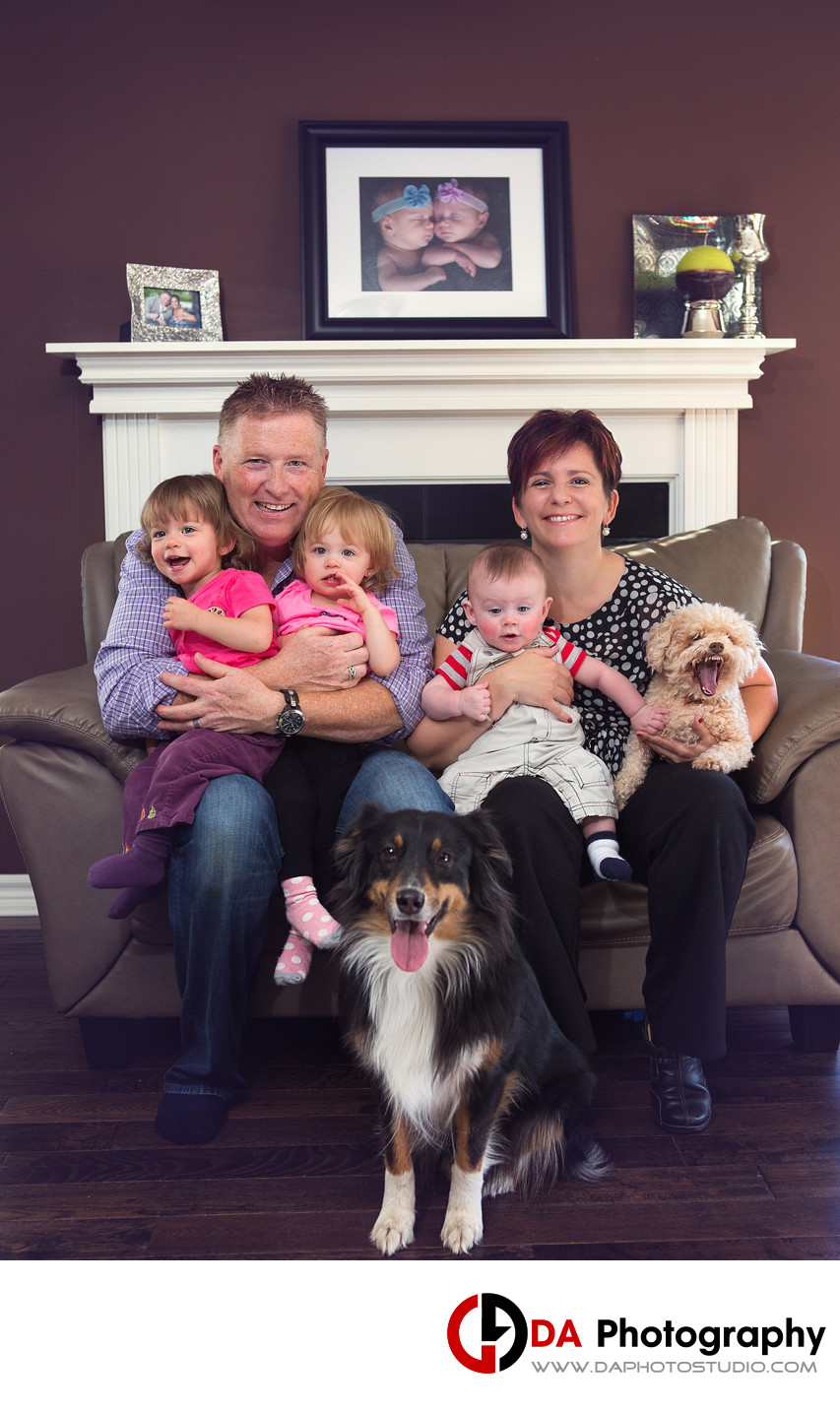 Family Portrait with twins and pets in Ottawa