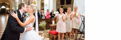 Hochzeit in St. Peter:Kuss des brauchbares vor Trauzeugen