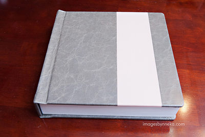 Wedding album with two toned leather cover